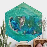 Hexagon Fototapete selbstklebend NASA Fotografie Kaspisches Meer