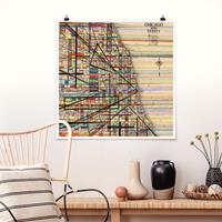 Klebefieber Poster Moderne Karte von Chicago