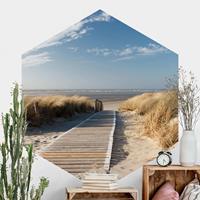 Hexagon Fototapete selbstklebend Ostsee Strand