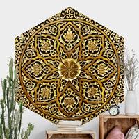 Klebefieber Hexagon Mustertapete selbstklebend Edles Mandala in Holzoptik