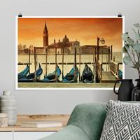 Klebefieber Poster Gondeln in Venedig