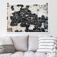 Klebefieber Poster Mauer mit Schwarzen Steinen