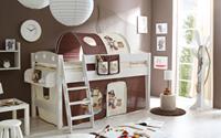 TICAA Hochbett Kenny, mit Rollrost und Textil-Set wahlweise mit Matratze, Kiefer