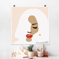 Klebefieber Poster Line Art Portrait Frau Pastell Beige