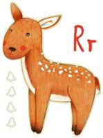 Wall-Art Wandfolie Dieren in het bos ree letter R (1 stuk)