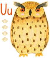 Wall-Art Wandfolie Bos uil oehoe letter U (1 stuk)