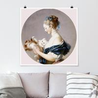 Klebefieber Poster Jean Honoré Fragonard - Mädchen mit Hund