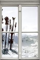 queence Wandfolie Skiër op berg