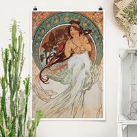 Klebefieber Poster Kunstdruck Alfons Mucha - Vier Künste - Die Musik