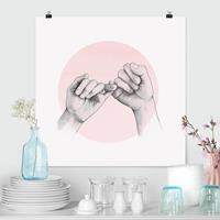 Klebefieber Poster Illustration Hände Freundschaft Kreis Rosa Weiß
