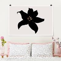 Klebefieber Poster Grafische Pflanzenwelt - Orchidee Schwarz und Gold