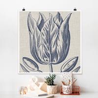Klebefieber Poster Indigo Blüte auf Leinen II
