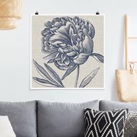 Klebefieber Poster Indigo Blüte auf Leinen I