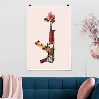 Klebefieber Poster Kunstdruck Waffe mit Rose