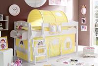 TICAA Hochbett Kenny, mit Rollrost und Textil-Set wahlweise mit Matratze, Kiefer