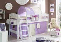 TICAA Hochbett Kenny, mit Rollrost und Textil-Set wahlweise mit Matratze, Kiefer