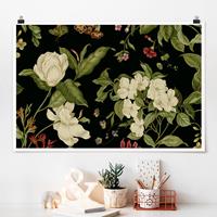 Klebefieber Poster Gartenblumen auf Schwarz I