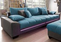 Nova Via Big-Sofa, wahlweise mit Kaltschaum (140kg Belastung/Sitz) und Bluetooth-Soundsystem, sowie RGB-LED-Beleuchtung