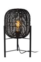 Lucide HERMINE Tafellamp-Zwart-Ø30-1xE27-40W-Rotan