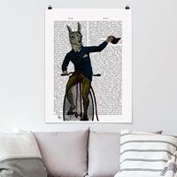 Bilderwelten Poster Spruch - Hochformat Tierlektüre - Lama auf Fahrrad