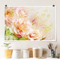 Klebefieber Poster Aquarell Rosen Komposition