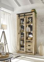 Premium Collection By Home Affaire Vitrine SHERWOOD, in modernem Holz Dekor, mit Scheunentorbeschlag und Apothekergriffen aus Metall, Breite 92 cm