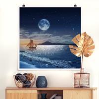 Klebefieber Poster Moon Night Sea