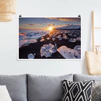 Klebefieber Poster Eisbrocken am Strand Island