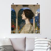 Bilderwelten Poster Kunstdruck - Quadrat Franz von Stuck - Weibliches Portrait