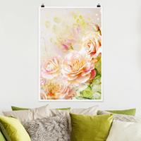 Klebefieber Poster Aquarell Rosen Komposition