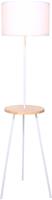 Vloerlamp met houten dienblad