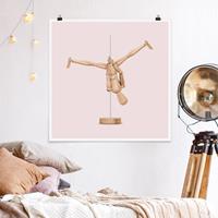 Bilderwelten Poster - Quadrat Poledance mit Holzfigur