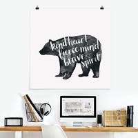 Bilderwelten Poster Tiere - Quadrat Tiere mit Weisheit - Bär