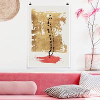 Klebefieber Poster Abstrakte Formen - Gold und Rosa