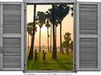 queence Wandfolie Open plek bij zonsondergang (1 stuk)