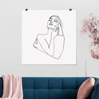 Klebefieber Poster Line Art Frau Oberkörper Schwarz Weiß