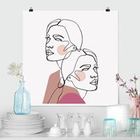 Klebefieber Poster Line Art Frauen Portrait Wangen Rosa