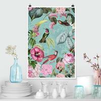 Bilderwelten Poster Vintage Collage - Kolibris im Paradies