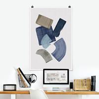 Klebefieber Poster Pinselblöcke in Blau und Braun