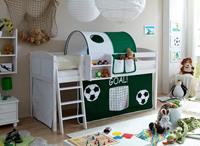 TICAA Hochbett »Eric« mit Rollrost und Textil-Set wahlweise mit Matratze, Kiefer