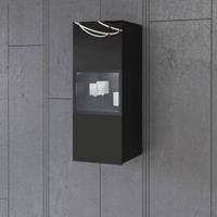 Yomonda Vitrine hängend schwarz HOOVER-83 modern mit Glasfron und Beleuchtung, B/H/T: ca. 35/91/35 cm