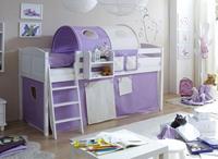 TICAA Hochbett »Eric« mit Rollrost und Textil-Set wahlweise mit Matratze, Kiefer