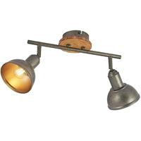 LINDBY Nesrin Deckenlampe mit Holzscheibe, 2-fl.