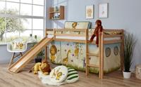 TICAA Hochbett »Rene« mit Rollrost und Textil-Set wahlweise mit Matratze, Buche