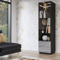 Yomonda Vitrinenschrank grau mit schwarz modern HOOVER-83 mit Glasfronten, B/H/T: ca. 50/195/48 cm