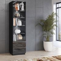 Yomonda Vitrine schwarz modern HOOVER-83 mit LED Beleuchtung und Schubkästen, B/H/T: ca. 50/195/48 cm