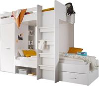 Begabino Hochbett mit 2 Liegeflächen, Kleiderschrank und Regalen