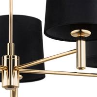 Euluna Kroonluchter Polo, 5-lamps, zwart/messing donker