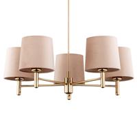 Euluna Kroonluchter Polo, 5-lamps, beige/messing donker