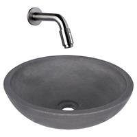 Differnz Ravano Fonteinset Beton donkergrijs hoge kraan gebogen warm/koud Gunmetal 38.404.65